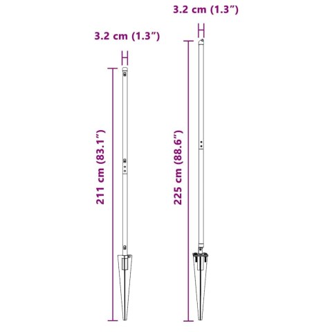 Słupek ogrodzeniowy. Inny 26 pcs Szary 3,2 x 3,2 x 180 cm Stal