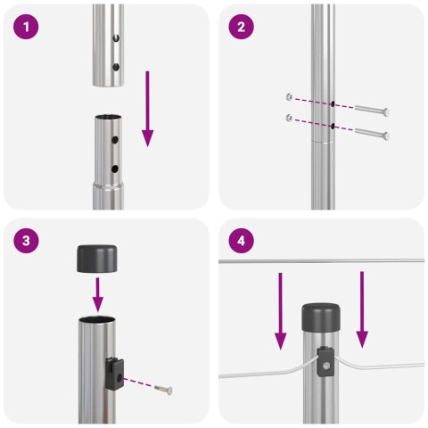 Słupek ogrodzeniowy. Inny 52 pcs Szary 3,2 x 3,2 x 200 cm Stal