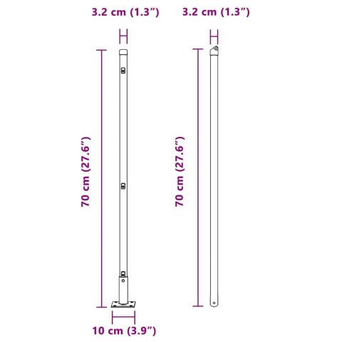 Słupek ogrodzeniowy. Inny 52 pcs Szary 3,2 x 3,2 x 70 cm Stal