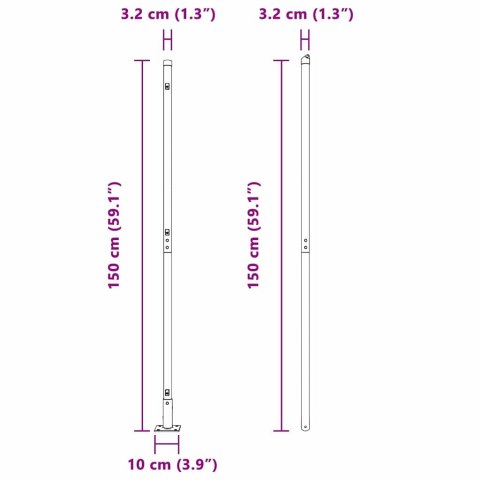 Słupek ogrodzeniowy. Inny 52 pcs Szary 3,2 x 3,2 x 78,5 cm Stal