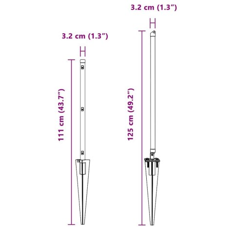 Słupek ogrodzeniowy. Inny 52 pcs Szary 3,2 x 3,2 x 80 cm Stal