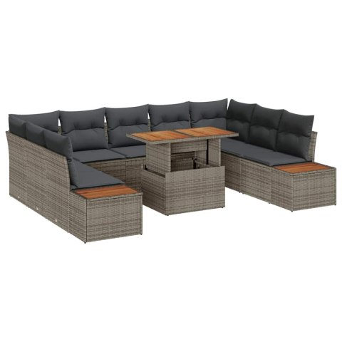 Zestaw do jadalni w ogrodzie z poduszką 10 pcs Szary i brązowy