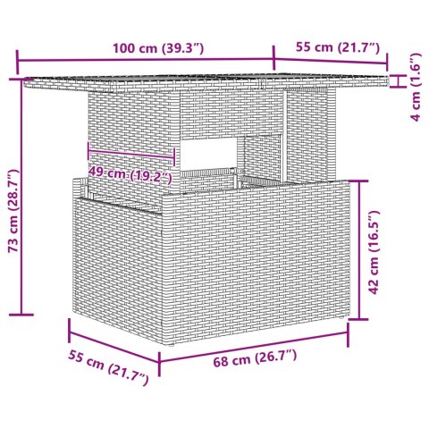 Zestaw do jadalni w ogrodzie z poduszką 8 pcs Czarny i Brązowy