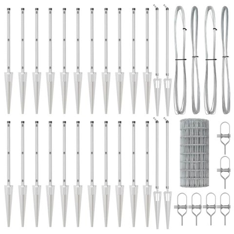 Ogrodzenie z słupkami Srebrny 0.4 x 50 m Stal