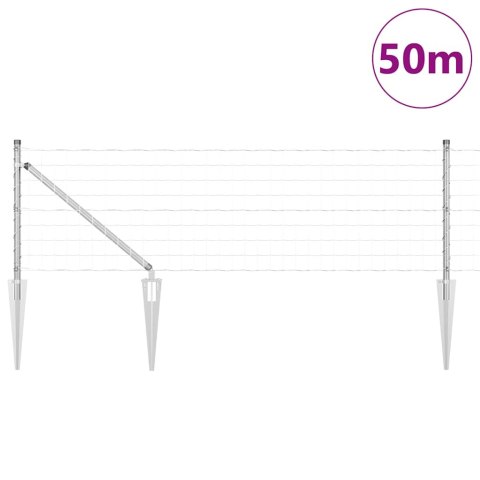 Ogrodzenie z słupkami Srebrny 0.4 x 50 m Stal