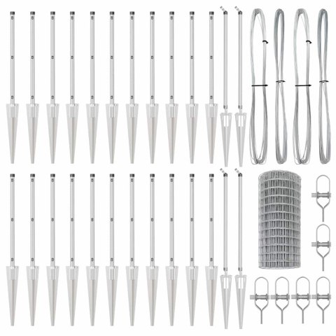 Ogrodzenie z słupkami Srebrny 0.6 x 50 m Stal