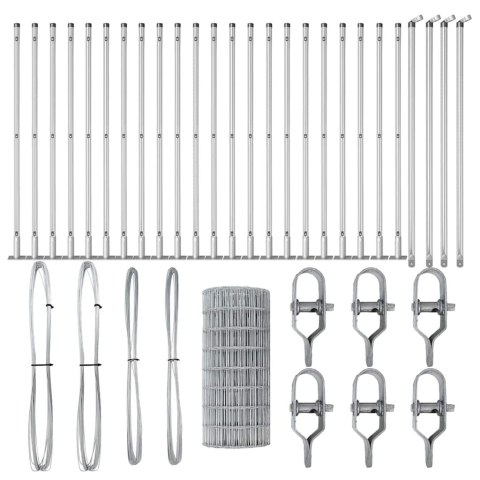 Ogrodzenie z słupkami Srebrny 0.6 x 50 m Stal