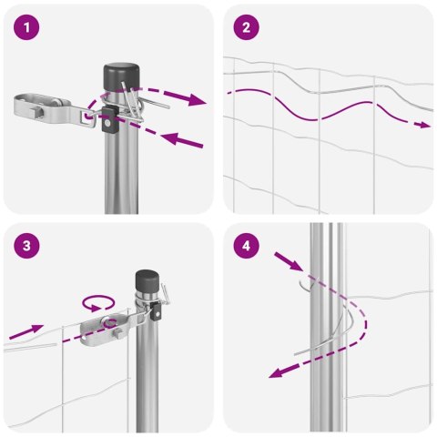 Ogrodzenie z słupkami Srebrny 1.5 x 50 m Stal