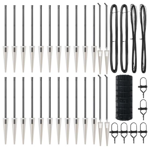 Ogrodzenie z słupkami Szary 0.4 x 50 m Stal