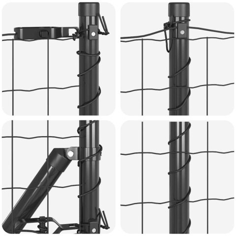 Ogrodzenie z słupkami Szary 0.4 x 50 m Stal