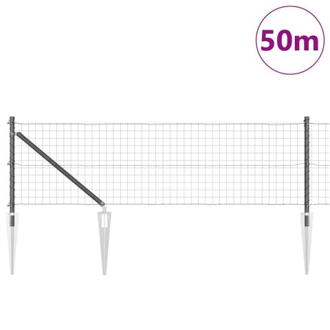 Ogrodzenie z słupkami Szary 0.6 x 50 m Stal