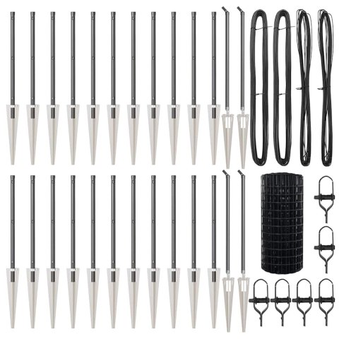 Ogrodzenie z słupkami Szary 0.6 x 50 m Stal