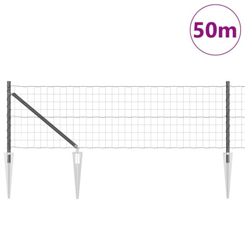 Ogrodzenie z słupkami Szary 0.6 x 50 m Stal