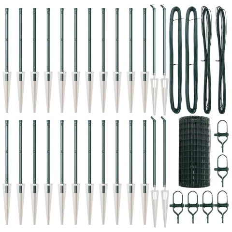 Ogrodzenie z słupkami Zielony 0.6 x 50 m Stal