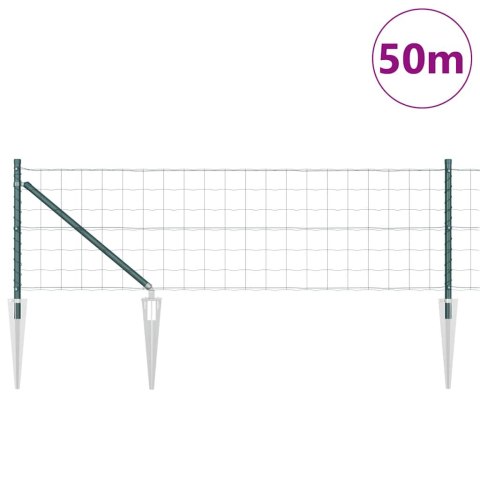 Ogrodzenie z słupkami Zielony 0.6 x 50 m Stal