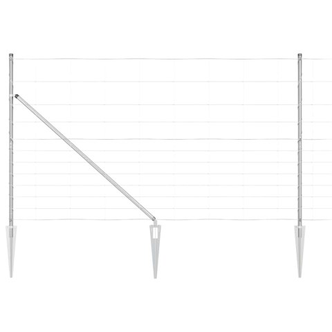 Zestaw słupków ogrodzeniowych Srebrny Stal Galwanizowana