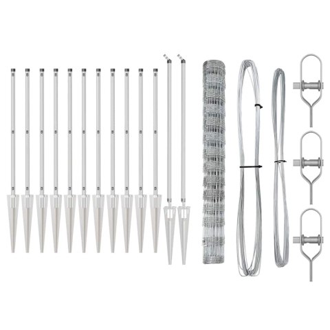 Zestaw słupków ogrodzeniowych Srebrny Stal Galwanizowana