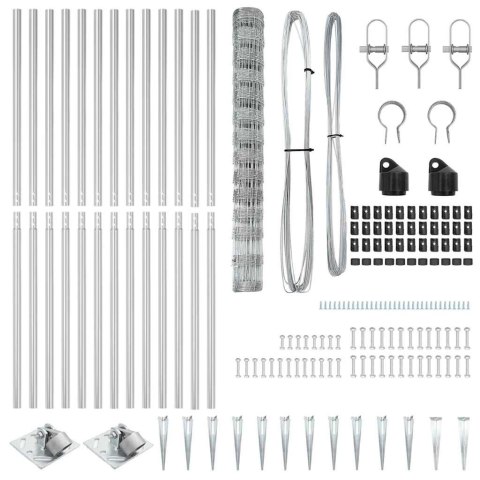 Zestaw słupków ogrodzeniowych Srebrny Stal Galwanizowana