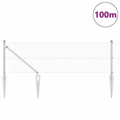 Ogrodzenie z słupkami Srebrny 0.5 x 100 m Stal