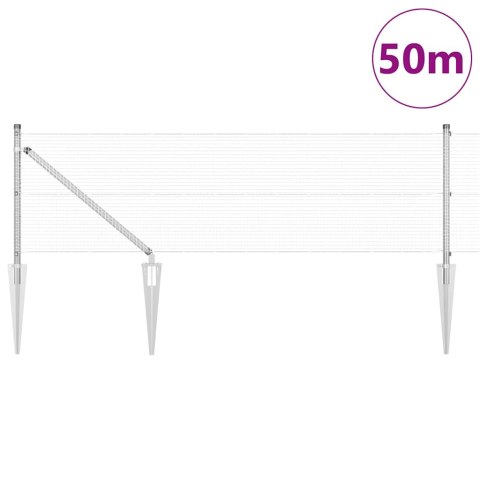 Ogrodzenie z słupkami Srebrny 0,5 x 50 m Stal