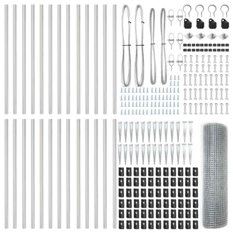Ogrodzenie z słupkami Srebrny 0,5 x 50 m Stal