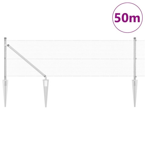 Ogrodzenie z słupkami Srebrny 0.6 x 50 m Stal