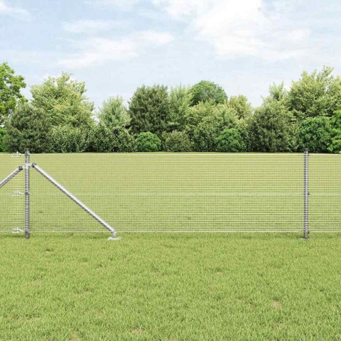 Ogrodzenie z słupkami Srebrny 0.8 x 50 m Stal