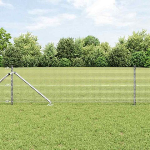 Ogrodzenie z słupkami Srebrny 0.8 x 50 m Stal