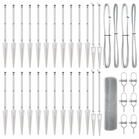 Ogrodzenie z słupkami Srebrny 0.8 x 50 m Stal