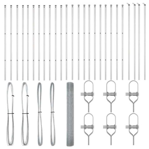 Ogrodzenie z słupkami Srebrny 1 x 100 m Stal