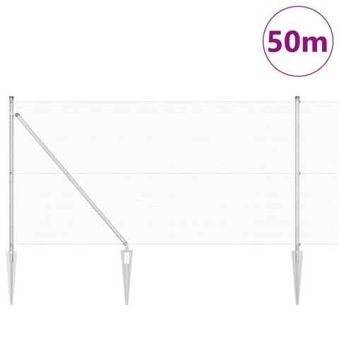 Ogrodzenie z słupkami Srebrny 1.2 x 50 m Stal