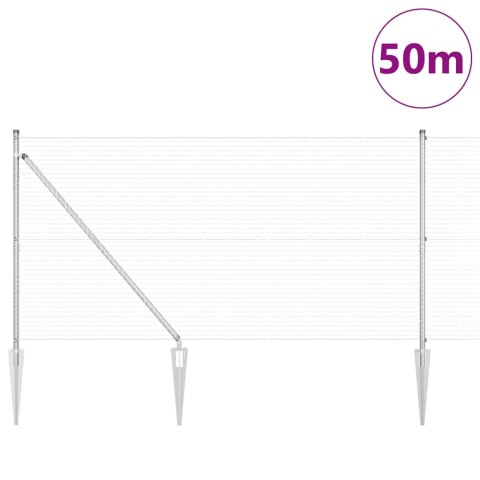 Ogrodzenie z słupkami Srebrny 1.2 x 50 m Stal