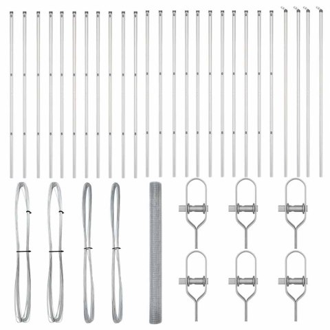 Ogrodzenie z słupkami Srebrny 1.5 x 50 m Stal