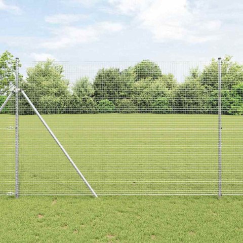 Ogrodzenie z słupkami Srebrny 1.5 x 50 m Stal