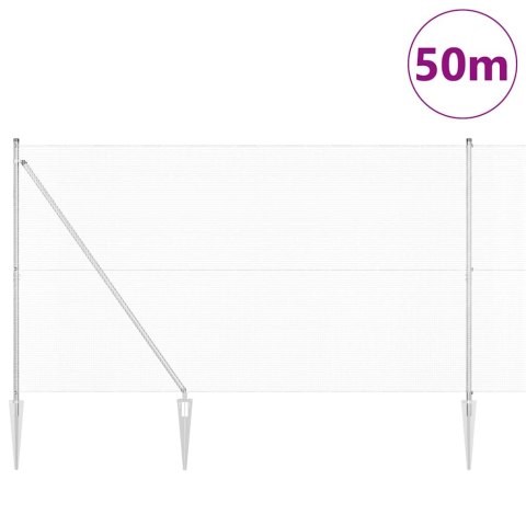 Ogrodzenie z słupkami Srebrny 1.5 x 50 m Stal