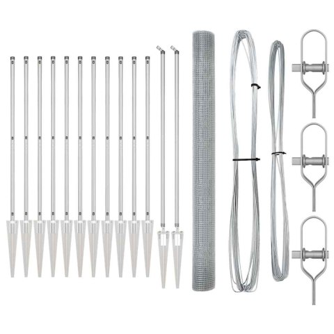 Ogrodzenie z słupkami Srebrny 1.5 x 50 m Stal