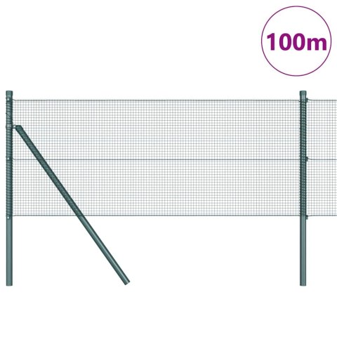 Ogrodzenie z słupkami Zielony 0.5 x 100 m Stal