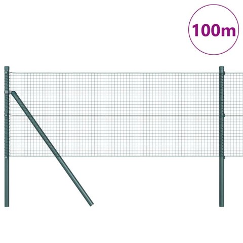 Ogrodzenie z słupkami Zielony 0.5 x 100 m Stal