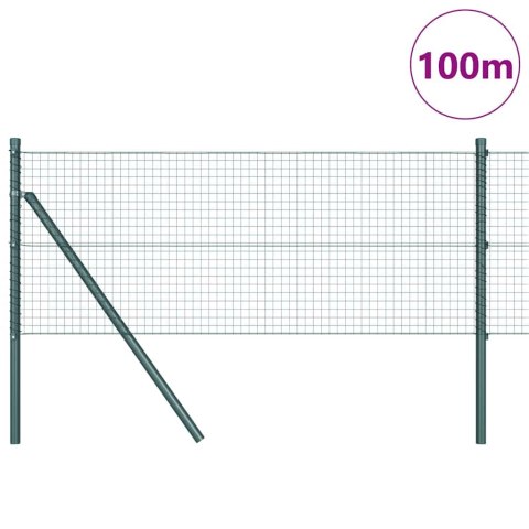 Ogrodzenie z słupkami Zielony 0.6 x 100 m Stal