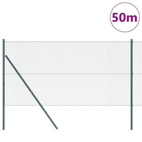 Ogrodzenie z słupkami Zielony 1.4 x 50 m Stal