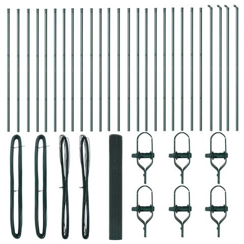 Ogrodzenie z słupkami Zielony 1.4 x 50 m Stal