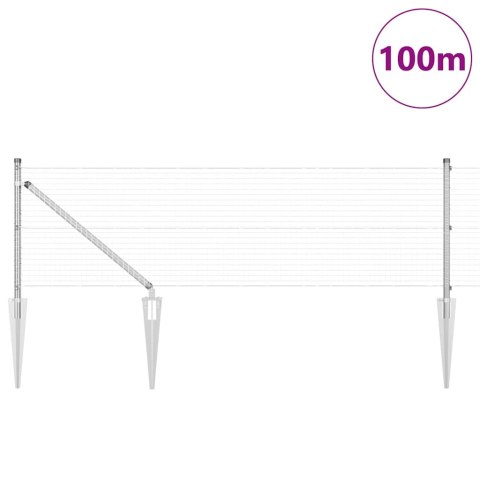 Ogrodzenie z słupkami Srebrny 0.6 x 100 m Stal