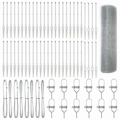 Ogrodzenie z słupkami Srebrny 1 x 100 m Stal