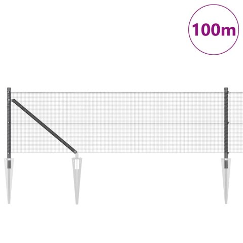 Ogrodzenie z słupkami Szary 0.5 x 100 m Stal