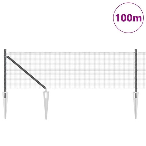 Ogrodzenie z słupkami Szary 0.6 x 100 m Stal
