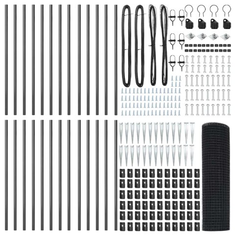 Ogrodzenie z słupkami Szary 1 x 50 m Stal