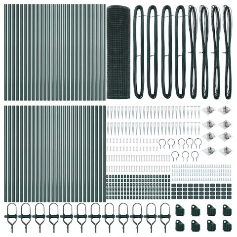 Ogrodzenie z słupkami Zielony 0.5 x 100 m Stal