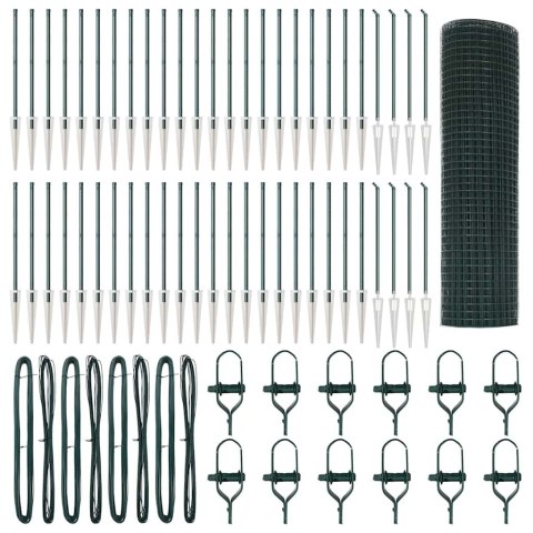 Ogrodzenie z słupkami Zielony 0.5 x 100 m Stal