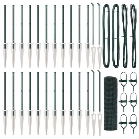 Ogrodzenie z słupkami Zielony 0.6 x 50 m Stal