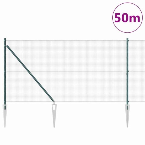 Ogrodzenie z słupkami Zielony 1.4 x 50 m Stal